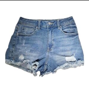 Harper Heritage High Rise Denim Shorts Raw Hem